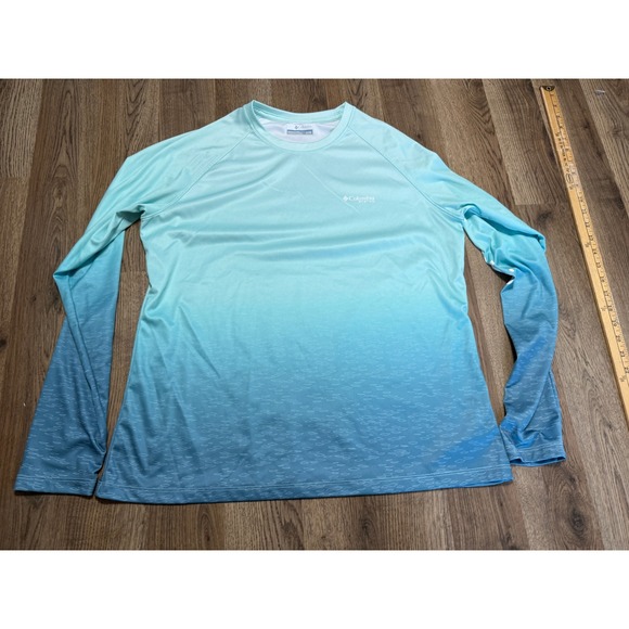 Columbia Tops - Columbia PFG Terminal Tackle Long Sleeve Fishing Shirt Blue Ombre Mens XL